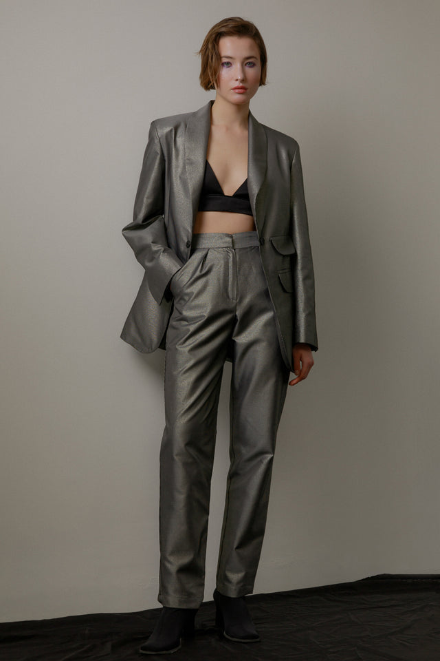 Metallic Grey Trousers